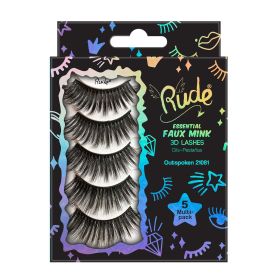 Rude Essential Faux Mink 3D Lashes 5 Multi-Pack (Color: Outspoken)