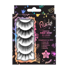 Rude Essential Faux Mink 3D Lashes 5 Multi-Pack (Color: Compliment Me)