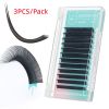 ANNAFRIS 3PCS/Pack Ellipse Flat Eyelashes Extension Natural Soft Matte Black Faux Mink Individual False Lashes Split Tips Light Eye Lashes Extension S