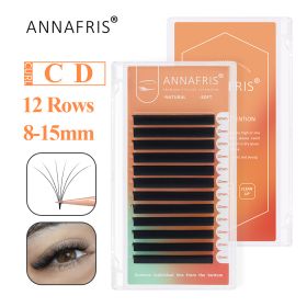 ANNAFRIS Easy Fan Eyelash Extension Automatic 1S Flowering 0.07mm Individual False Lashes Natural Soft Matte Black Volume Lash Extensions supplies (Length: 14mm, Curl: D)