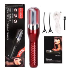 Automatic Fast Hair Treatment, Fix Split Ends Remover, Hair Trimmer for Broken, Dry, Damaged Split Ends, Hair Products Beauty Treatment Tool (Color: Red)